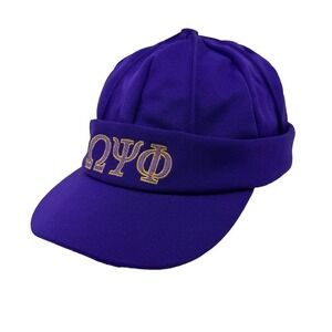 RARE VTG Omega Psi Phi Fraternity Hat Cap Elastic Stretch Purple College